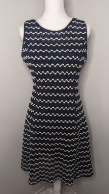 Karl Lagerfeld Paris Navy Ivory Lace Fit & Flare Dress 8